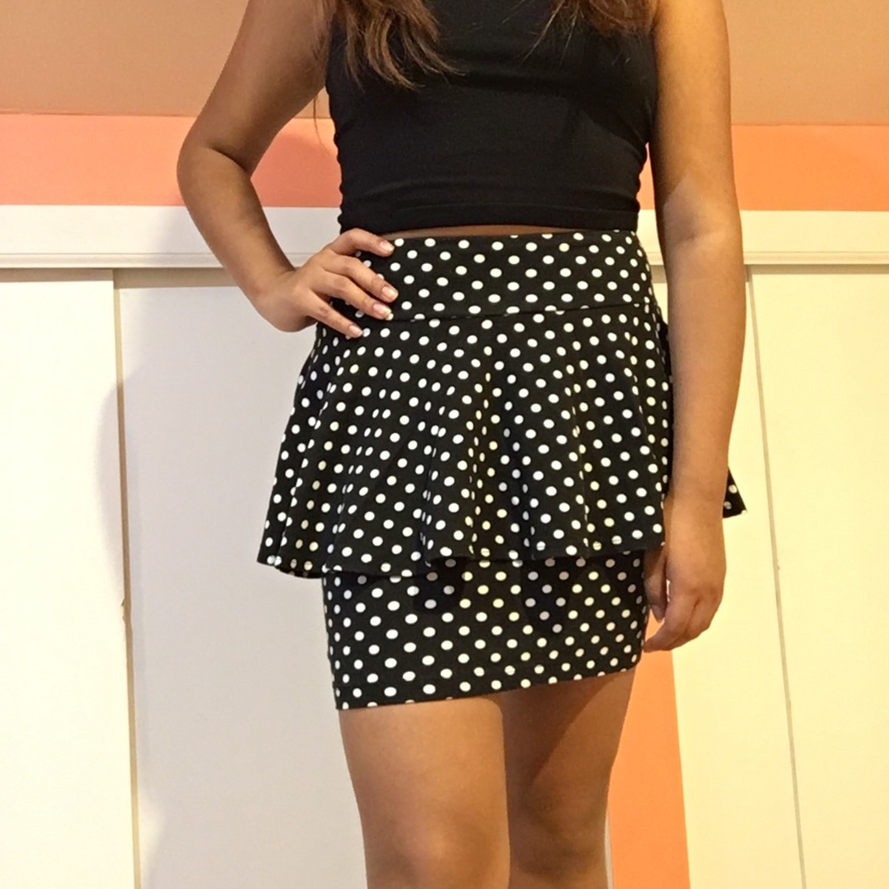 polka dot pencil mini skirt